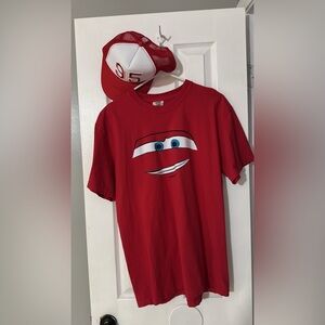 Red Graphic T-Shirt with Cartoon Face